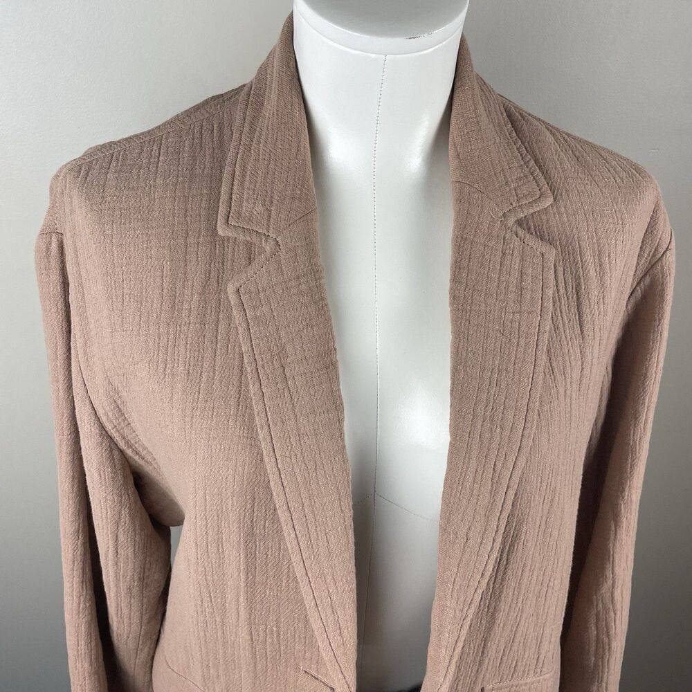 Madewell Size Small Boho Boxy Cotton-Linen Relaxed Larsen Blazer in Faded Earth - Picture 4 of 10